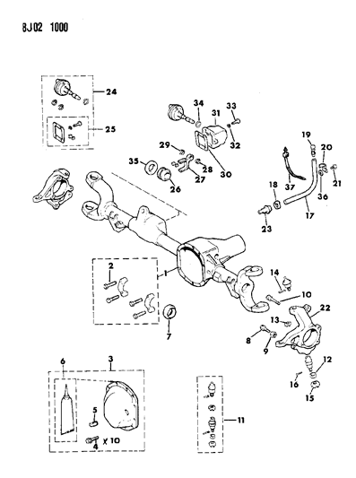 1987 Jeep Wrangler Housing - Front Axle Diagram