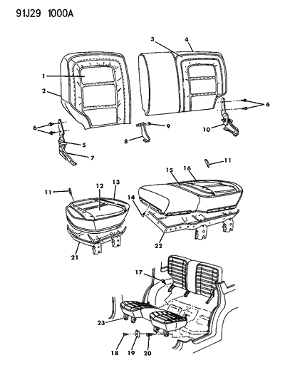 1993 Jeep Grand Wagoneer Rear Seat Diagram