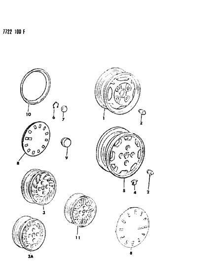 1987 Dodge Colt Wheels & Covers Diagram