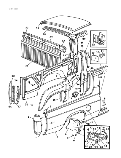 1984 Dodge Rampage Body Rear Quarter Diagram 2