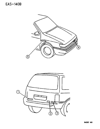 1994 Chrysler Town & Country Nameplate - Rad Grille(Dodge) Diagram for JF62PY2