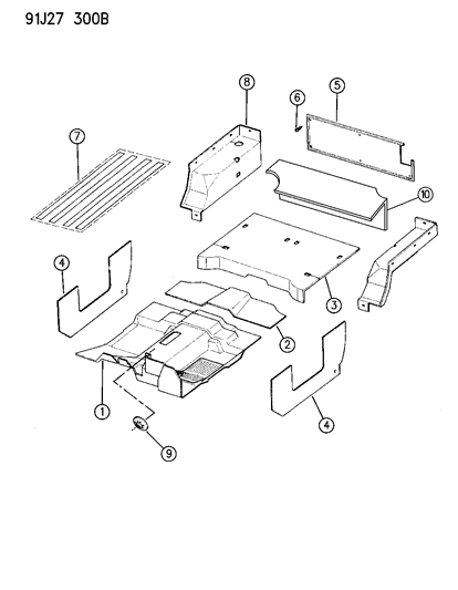 1993 Jeep Wrangler Carpet-F/FLOOR Front 12 Oz Diagram for 5BJ44LTB