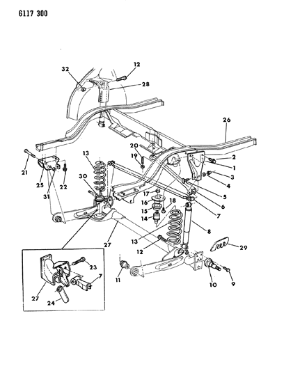 1986 Chrysler LeBaron Base Suspension - Rear Diagram