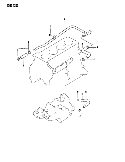 1989 Dodge Ram 50 Water Hose & Pipe Diagram 2