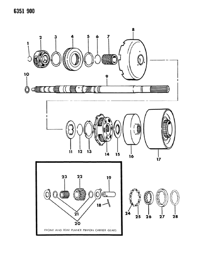 1986 Dodge W350 Gear Train & Output Shaft Diagram 1