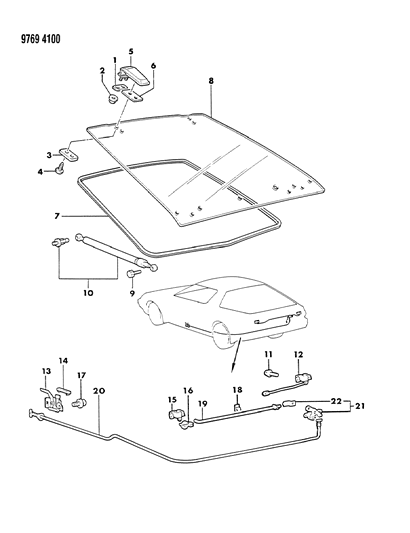 1989 Chrysler Conquest Liftgate Glass & Liftgate Release Diagram