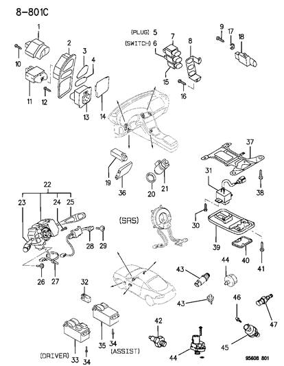 1996 Chrysler Sebring Lighter-Instrument Panel Diagram for MB603034