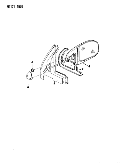 1991 Chrysler Town & Country Mirror - Exterior Diagram