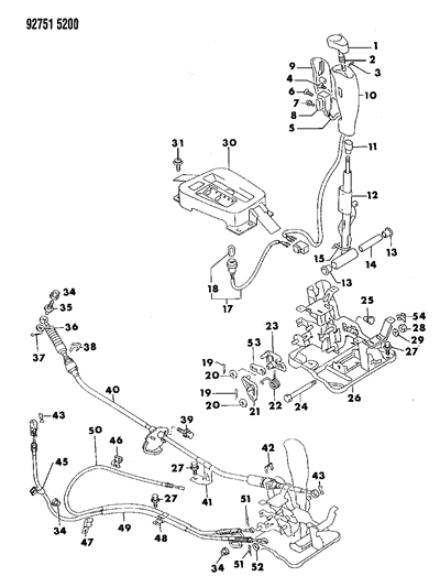 1993 Dodge Ram 50 Controls, Gearshift Diagram 1