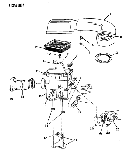 1993 Dodge D250 Air Cleaner Diagram 1