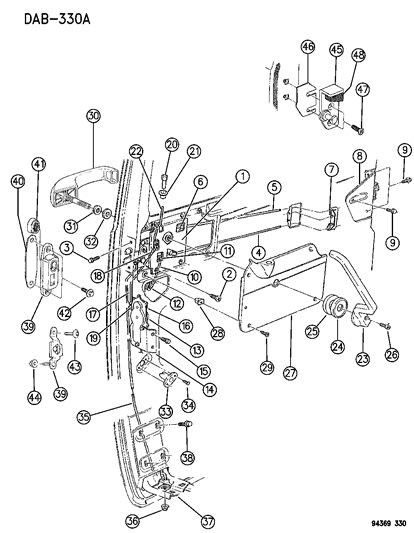 1996 Dodge Ram Van Clip-Front Door Latch Key Cylinder Link Diagram for 2765654