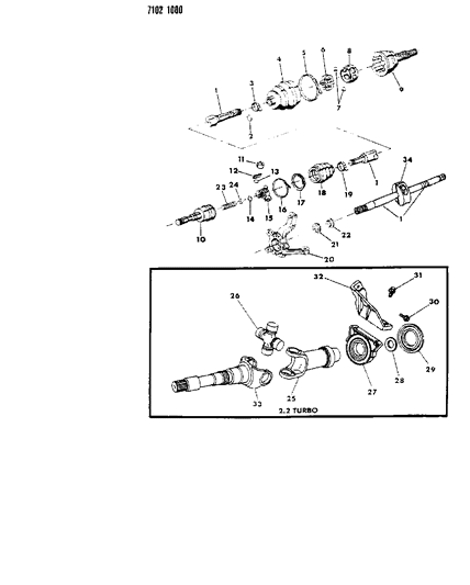 1987 Chrysler New Yorker Shaft - Front Drive Diagram 1