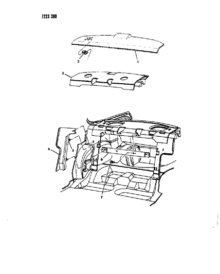 1987 Chrysler LeBaron Shelf Panel And Related Parts Diagram
