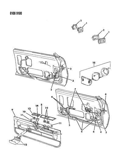 1988 Chrysler LeBaron Base Wiring & Switches - Front Door Diagram