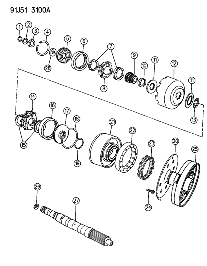 1993 Jeep Grand Wagoneer Gear Train & Intermediate Shaft Diagram 1