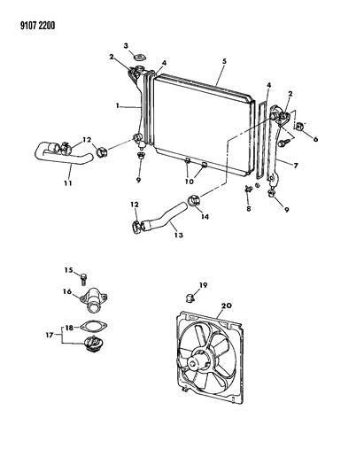 1989 Chrysler New Yorker Radiator & Related Parts Diagram 2