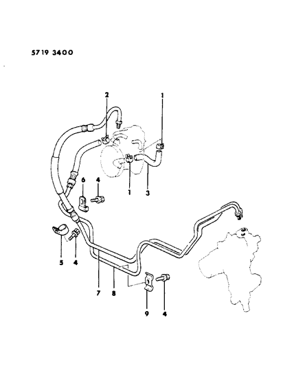 1985 Dodge Ram 50 Hose & Attaching Parts - Power Steering Diagram 1