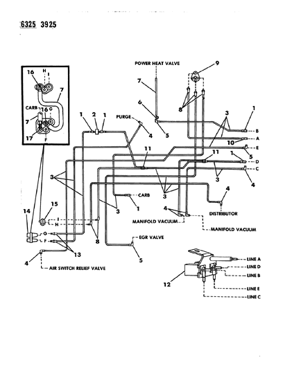 1987 Dodge Ramcharger EGR Hose Harness Diagram 8