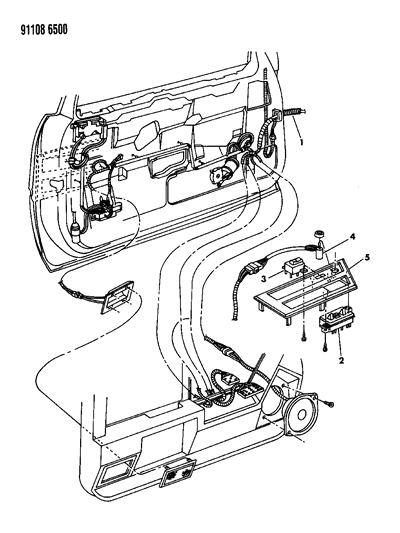 1991 Chrysler LeBaron Wiring & Switches - Front Door Diagram