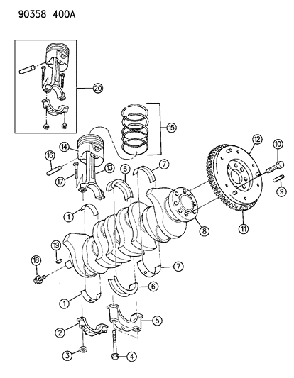 1990 Dodge Dakota Crankshaft , Pistons And Torque Converter Diagram 2