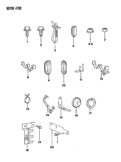 1990 Dodge Colt Attaching Parts - Wiring Harness Diagram