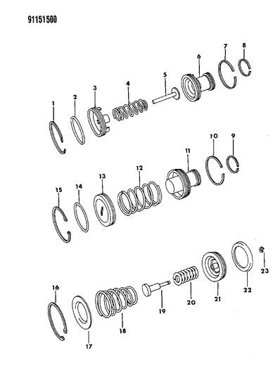 1991 Dodge Grand Caravan Servos - Accumulator Piston & Spring Diagram