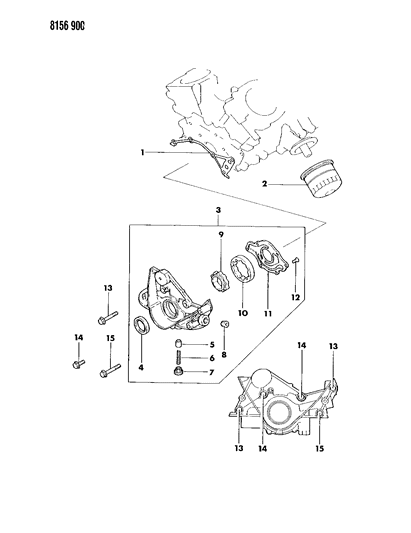 1988 Dodge Grand Caravan Oil Pump & Oil Filter Diagram