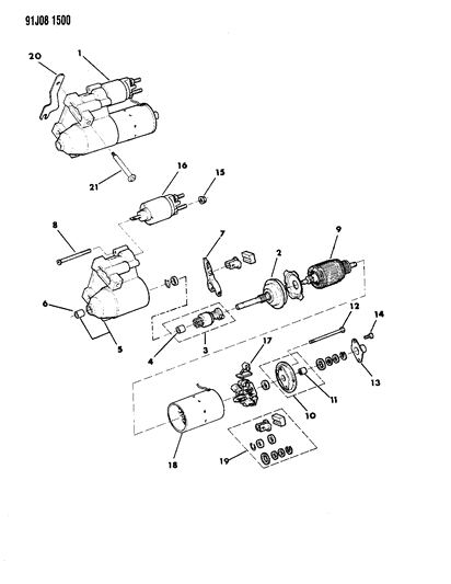 1992 Jeep Cherokee Starter & Mounting Diagram 1