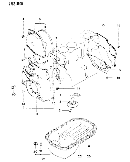 1988 Dodge Colt Oil Pan & Timing Belt Cover Diagram 3