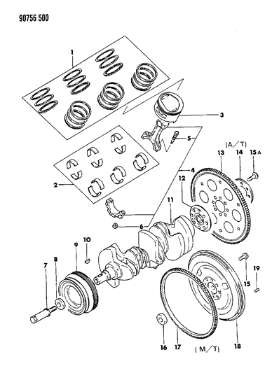 1990 Dodge Ram 50 Crankshaft & Piston Diagram 2