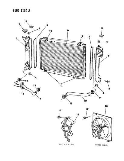 1986 Chrysler LeBaron Radiator & Related Parts Diagram