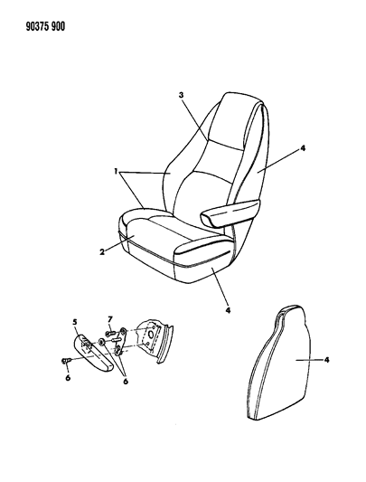 1990 Dodge Ram Van Front Seat Diagram 1