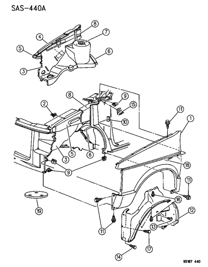 1995 Chrysler Town & Country Fender Asm Diagram for 4761223