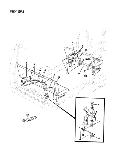 1989 Dodge Ram Van Belts - Seat Intermediate & Rear Seats Diagram