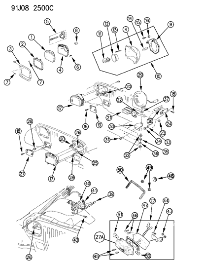 1992 Jeep Wrangler Screw-HEADLAMP Adjusting Diagram for 56003095