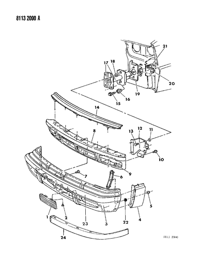 1988 Chrysler LeBaron GTS Fascia, Bumper Front Diagram