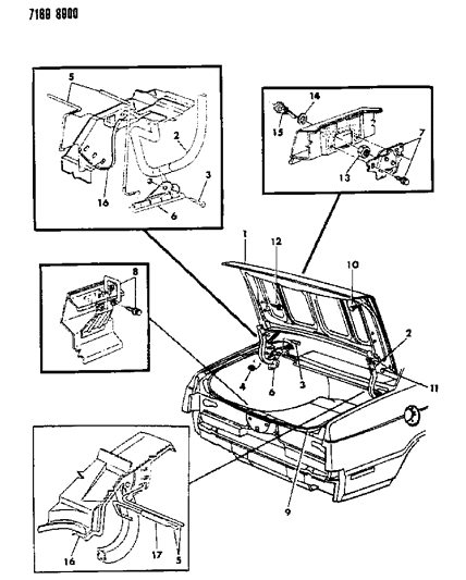 1987 Dodge 600 Deck Lid Diagram