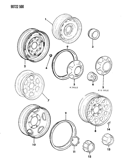 1990 Dodge Ram 50 Nut Hub Diagram for MB057196