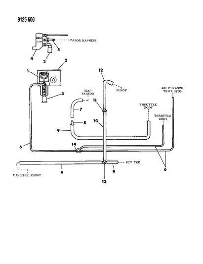 1989 Chrysler LeBaron Emission Hose Harness Diagram 3