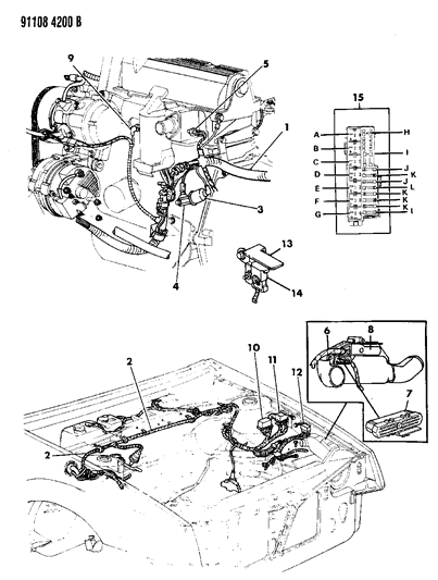1991 Chrysler LeBaron Wiring - Engine - Front End & Related Parts Diagram