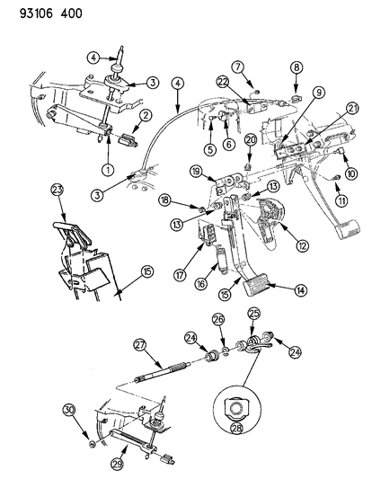 1993 Chrysler Town & Country Clutch Pedal & Linkage Diagram