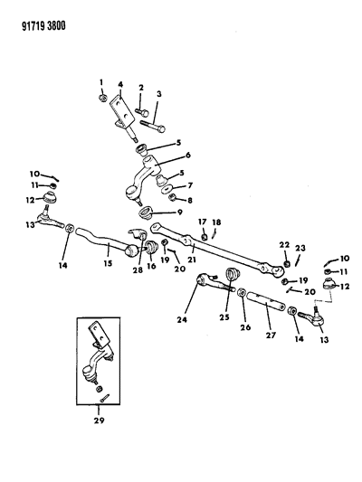 1991 Dodge Ram 50 Linkage, Steering Diagram 2