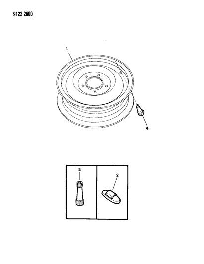 1989 Chrysler LeBaron GTC Wheel Miscellaneous Diagram