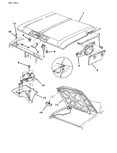 1984 Dodge D150 Hood Assembly Diagram
