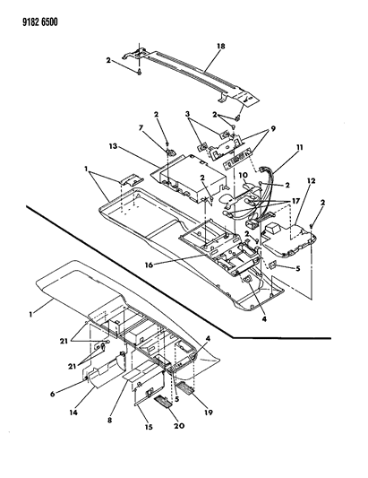 1989 Chrysler Fifth Avenue Console, Overhead Diagram