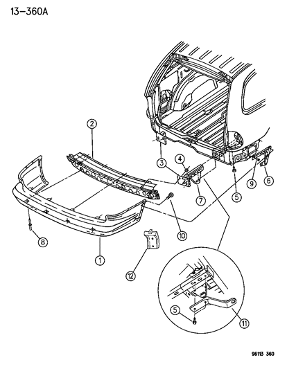 1996 Dodge Grand Caravan Fascia, Rear Diagram