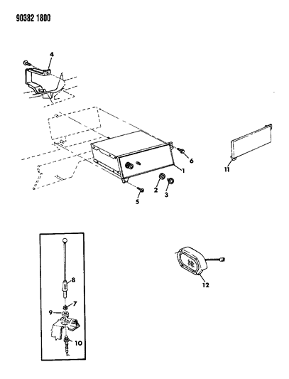 1993 Dodge D350 Instrument Panel Radio & Speakers Diagram