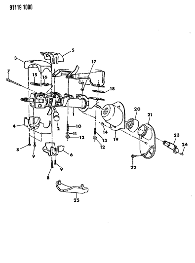 1991 Dodge Spirit Column, Steering, Upper And Lower Diagram