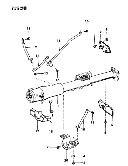 1991 Jeep Grand Wagoneer Column Assy & Mounting Diagram