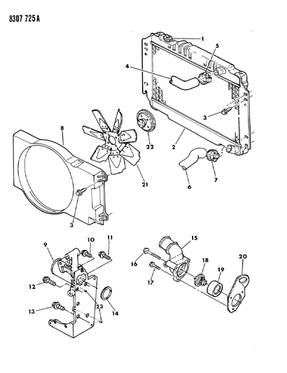 1989 Dodge W350 Radiator & Related Parts Diagram 2